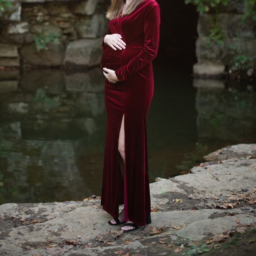 Formal Long Sleeve Maxi Maternity Dress